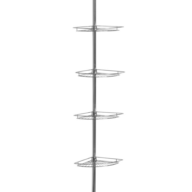 Zenna Home Chrome 4Shelf Tension Pole Corner Shower Caddy