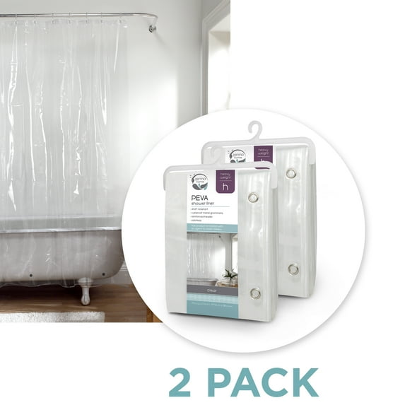 Zenna Home Clear 8-Gauge Heavyweight EVA Shower Liner, 70" x 71" (2 Count)