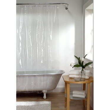 Zenna Home Clear Solid Nylon,Metal,Vinyl Shower Liners, 72" x 72"