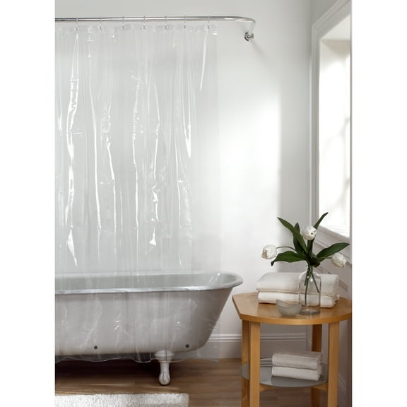 Zenna Home Clear Solid Print Metal,Vinyl Shower Liner, 70" x 71"