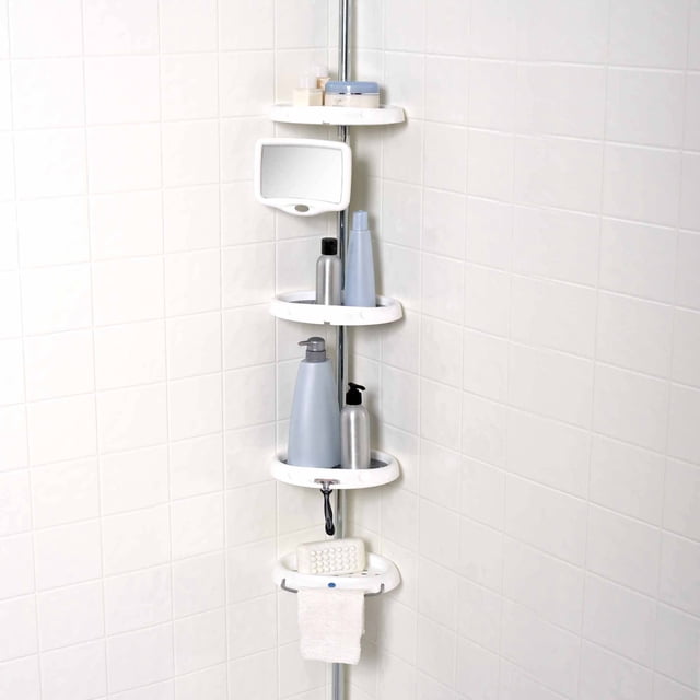 Zenna Home E5804B Tension Pole Shower Caddy, Chrome/Plastic