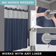 Zenna Home Easy Hang Kadin Premium Fabric Shower Curtain with View, Navy