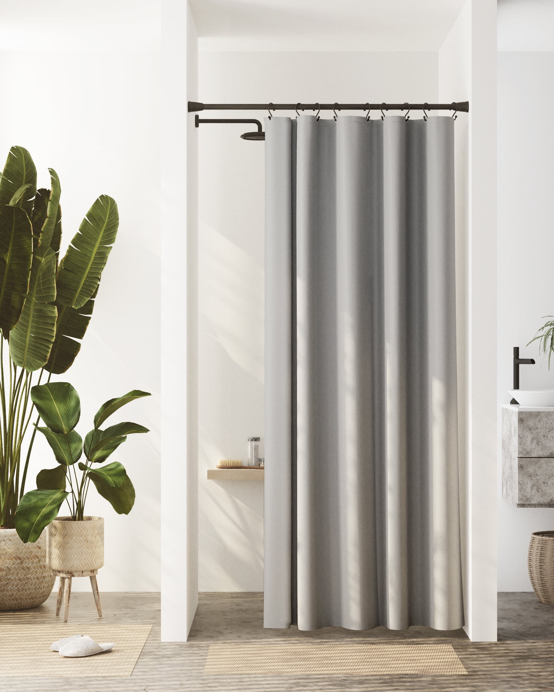 Zenna Home Waterproof PEVA Shower Curtain or Shower Liner with 9 Mesh  Storage Pockets, 70 x 72, Bathroom Organizer, Grey
