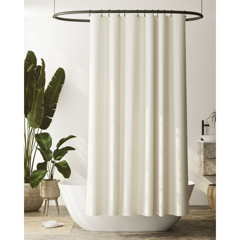 Zenna Home Ivory Recycled Cotton 100 Waterproof Fabric Shower Curtain Liner with Anti Draft Clips 70 x 72 Walmart