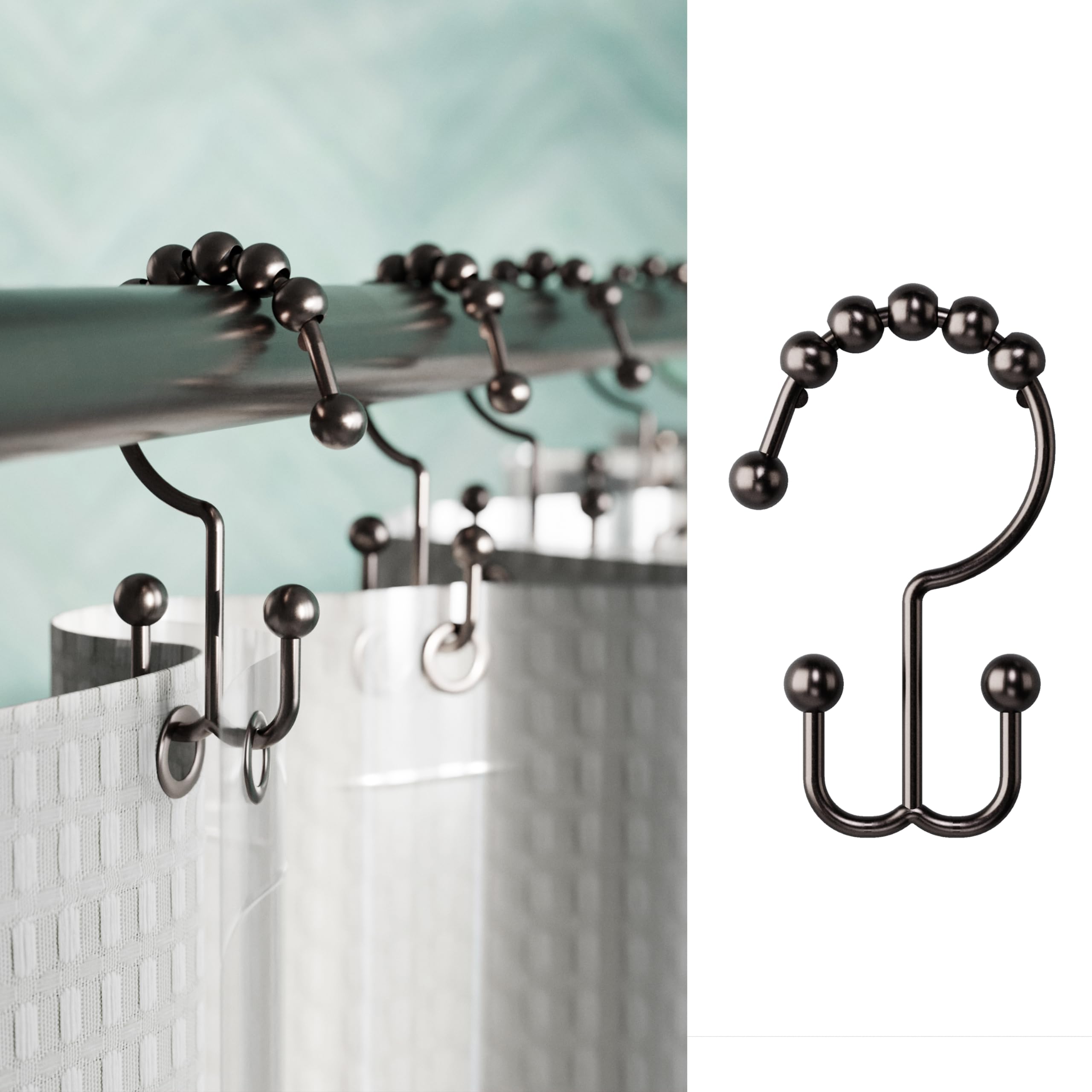 Zenna Home Metal Double Glide Shower Rings, Oil Rubbed Bronze - Set of ...
