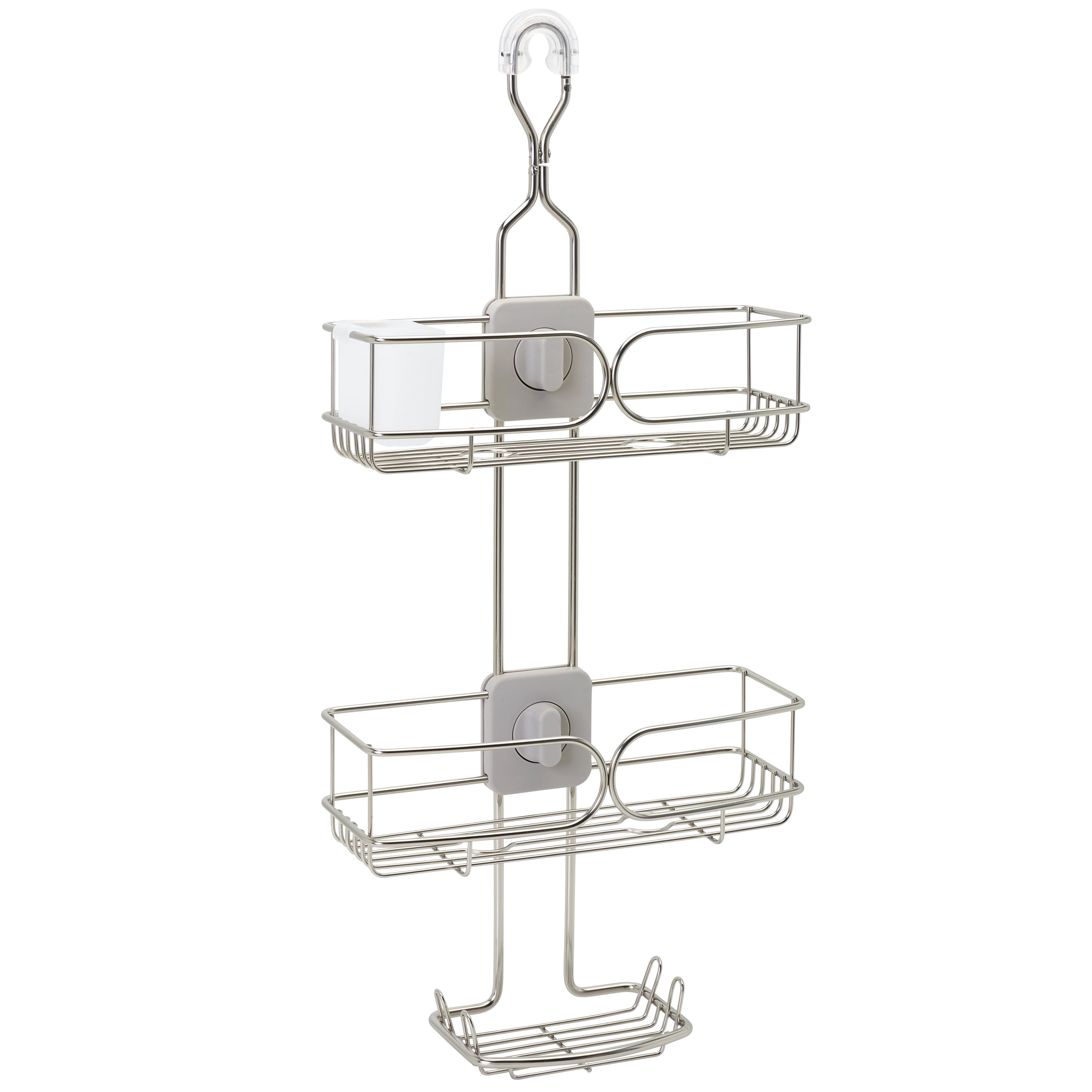 Zenna Home Metal Shower Caddy with 4Way Adjustable Shelves, Stainless