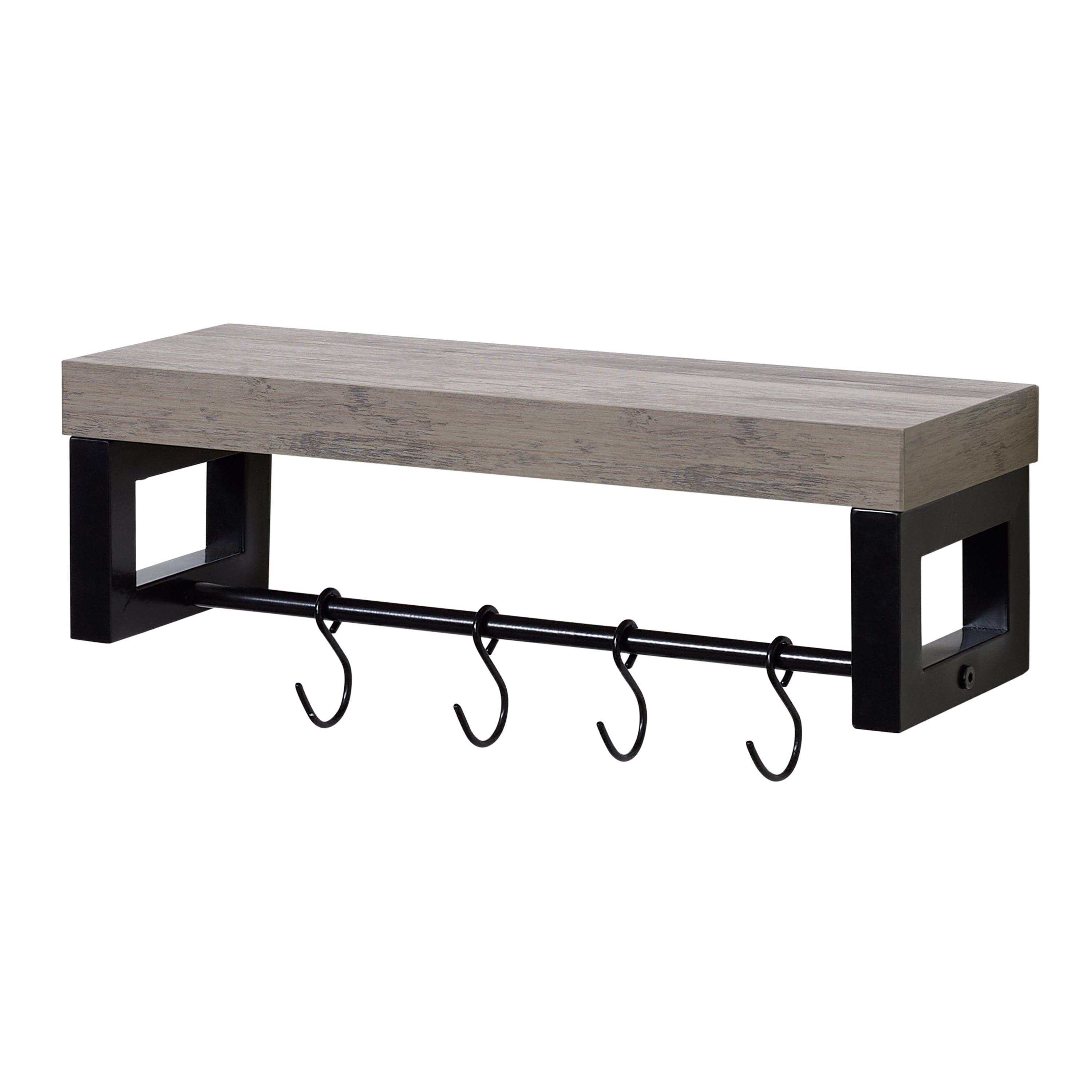 Black Modern Bathroom Shelf With Towel Rails NEBULA, Black