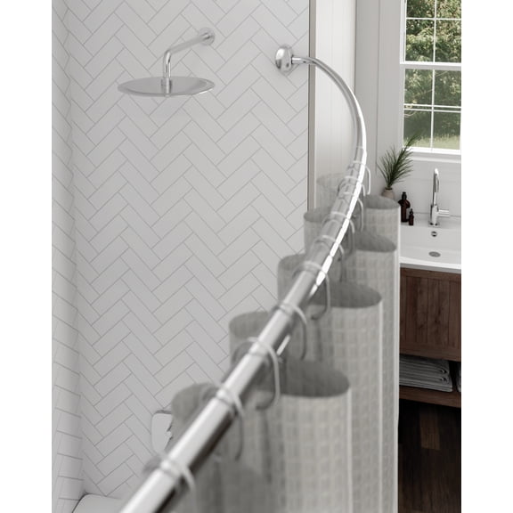 72 inch Permanent Mount Curved Rod Chrome