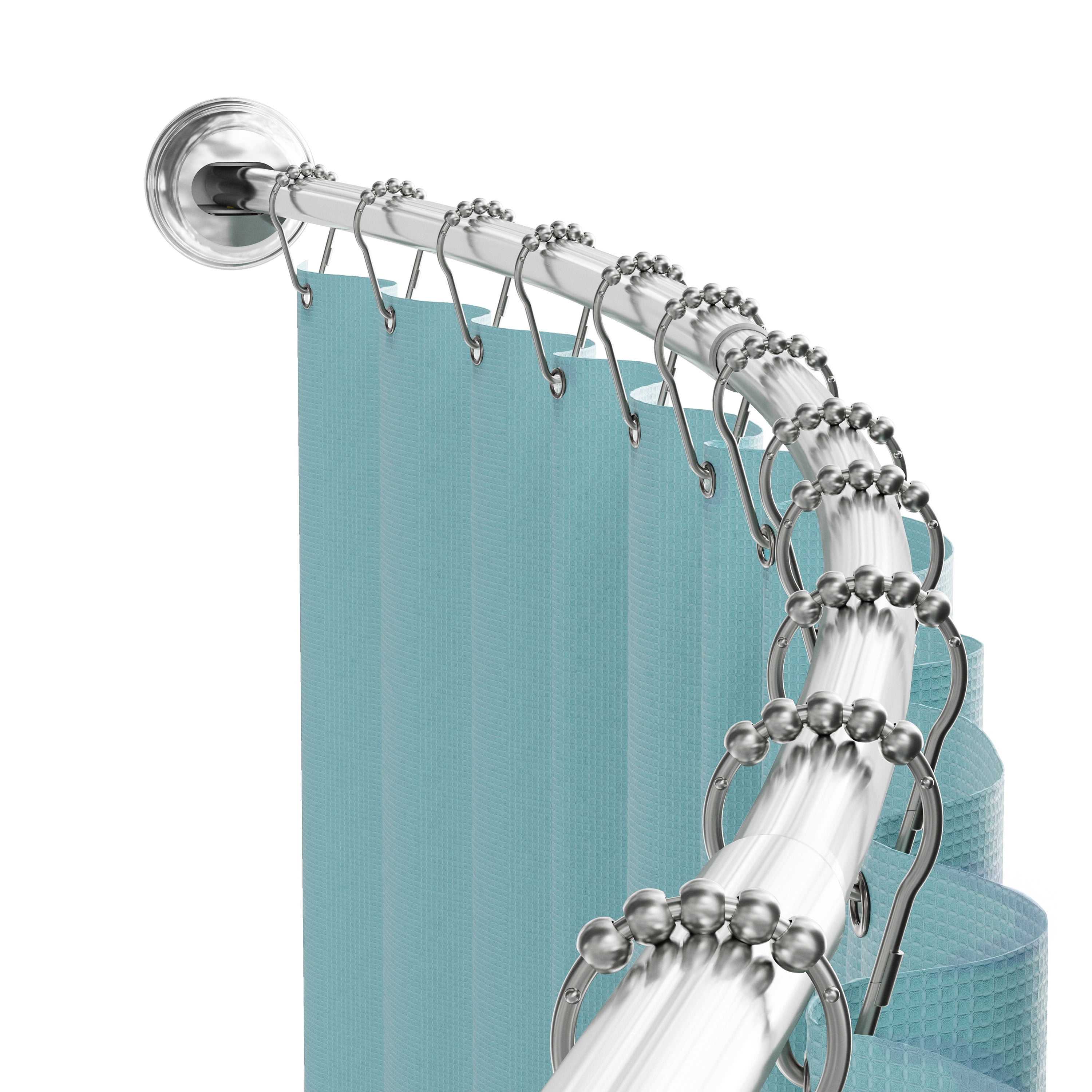Zenna Home NeverRust Aluminum 50" to 72" Adjustable Curved Shower Curtain Tension Rod, Chrome
