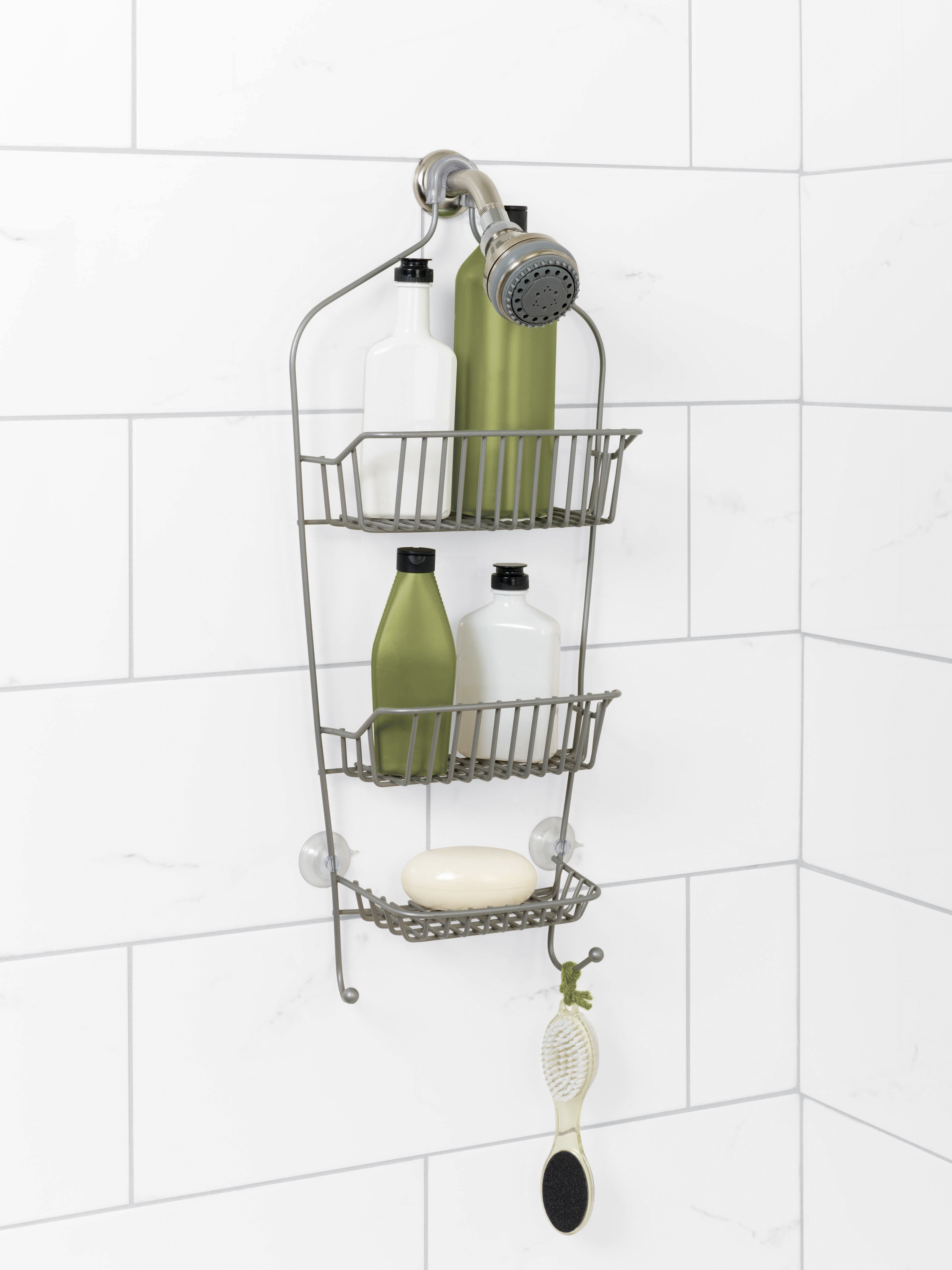 Zenna Home Over the Shower Caddy, Satin Nickel