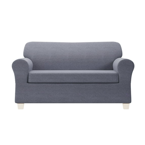 Zenna Home Recycled Cotton Loveseat Slipcover, 2-Piece, Dark Blue Heather