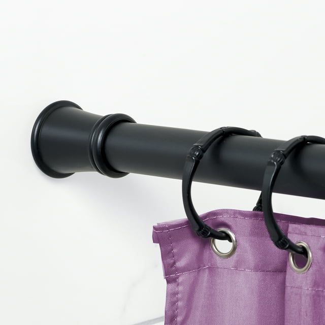 Zenna Home Rust-Resistant Steel Adjustable Tension Shower Rod, 26" to 76", Black