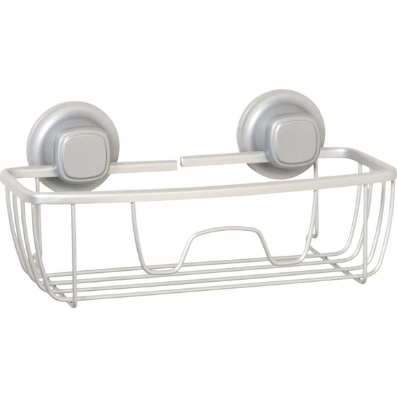 Zenna Home Rustproof Satin Chrome Power Grip Pro Adhesive/Suction Storage Basket