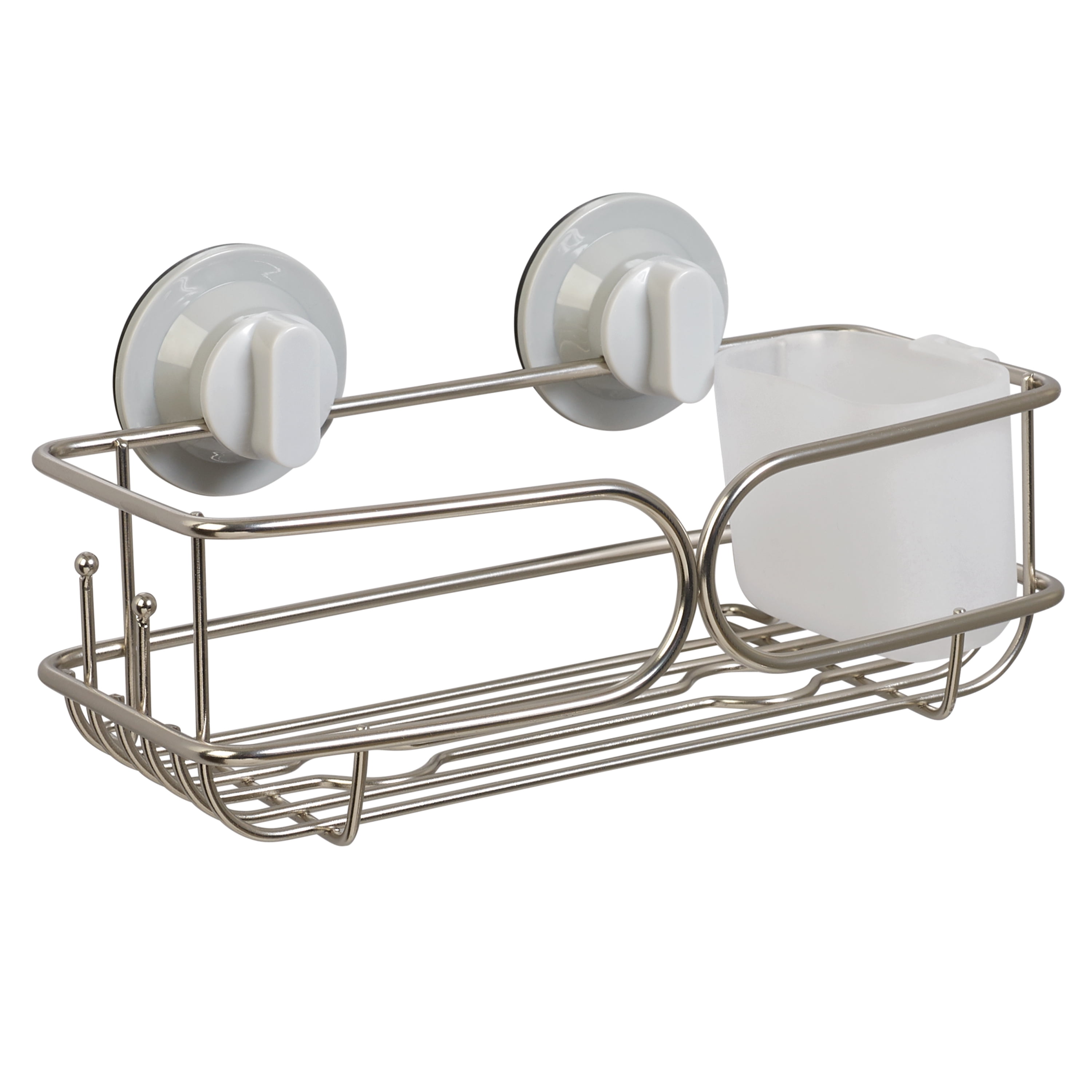 Zenna Home Rustproof Stainless Steel Shower Basket Organizer with Suction or Adhesive Mount, 1 Shelf