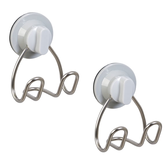 Zenna Home Rustproof Shower Storage Hooks, Set of 2, Adhesive or Suction Mount, Stainless Steel