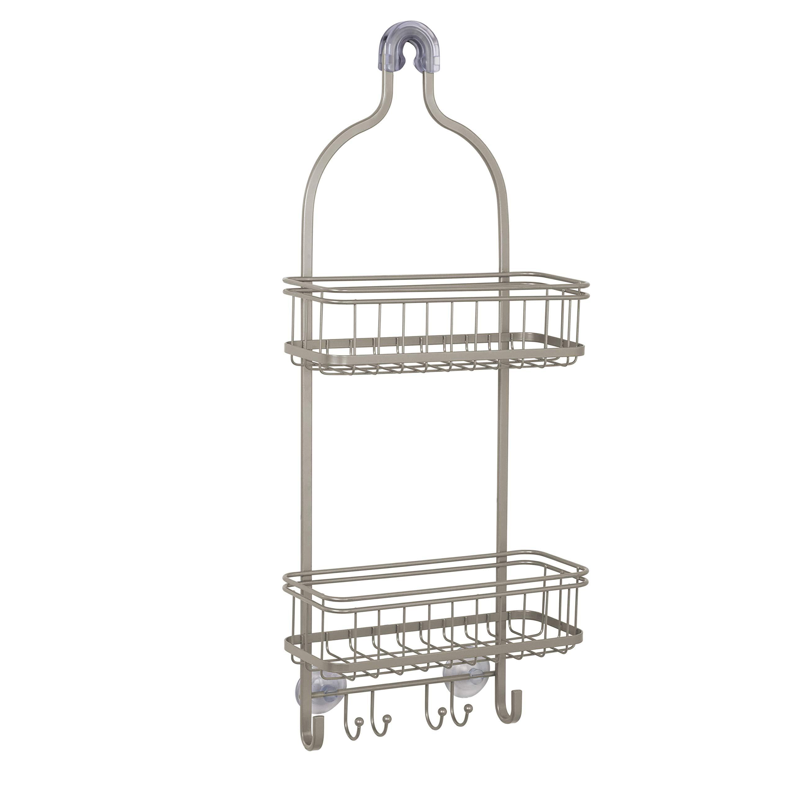 Satin Nickel Rust-Resistant Hanging Shower Caddy with Suction Cups