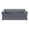 thumbnail image 1 of Zenna Home Simply Fit 2-Piece Steps Stretch Sofa Slipcover, Coal, 1 of 6
