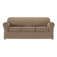 thumbnail image 1 of Zenna Home Simply Fit 4-Piece Steps Stretch Sofa Slipcover, Mocha, 1 of 6