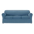 thumbnail image 1 of Zenna Home Simply Fit 4-Piece Steps Stretch Sofa Slipcover, Slate, 1 of 6
