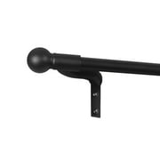 Zenna Home Smart Rods 18" - 48" Adjustable Wall Mount Café Window Curtain Rod, Easy Install, Black