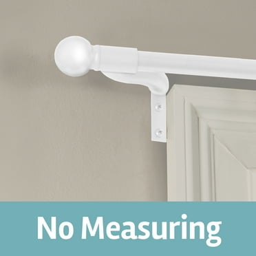 Zenna Home Smart Rods 18" - 48" Adjustable Wall Mount Café Window Curtain Rod, Easy Install, White