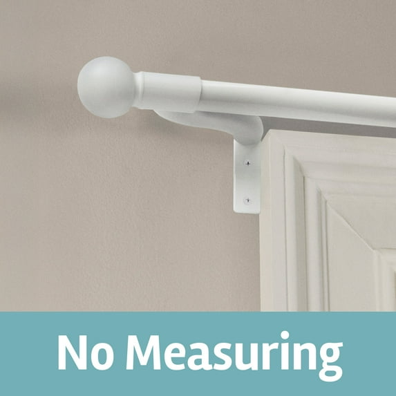 Zenna Home Smart Rods 18" - 48" Adjustable Wall Mount Café Window Curtain Rod, Easy Install, White