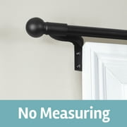 Zenna Home Smart Rods Adjustable Tension Single Curtain Rod, 1" Diameter, Adjusts 48" - 120", Black