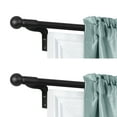thumbnail image 1 of Zenna Home Smart Rods Easy Install Café Window Rod, 18" to 48", with Ball Finials, Black, 2-Pack, 1 of 7