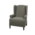 thumbnail image 1 of Zenna Home Stretch Pixel 1-Piece Wing Back Arm Chair Furniture Cover Slipcover, Dark Olive Green, 1 of 8