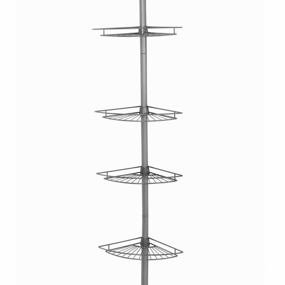 Zenna Home Tension Corner Pole Caddy, Satin Nickel