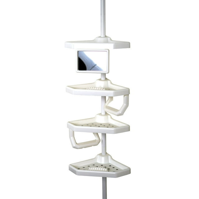 Zenna Home Tension Corner Pole Caddy, White