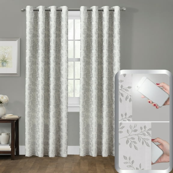 Zenna Home Ultimate Light Blocker 100% Blackout 50" x 84" Everly Window Curtain Panel, Silver
