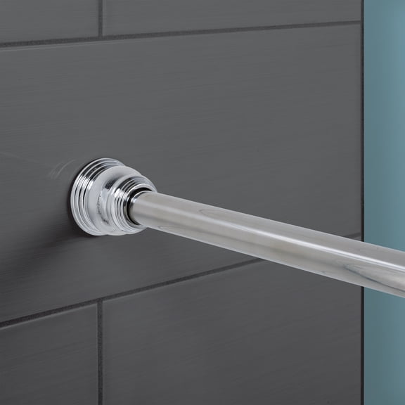 Zenna Home Ultimate Rustproof Stainless Steel Dual-Mount Chrome Shower Curtain Rod, 44" - 72"