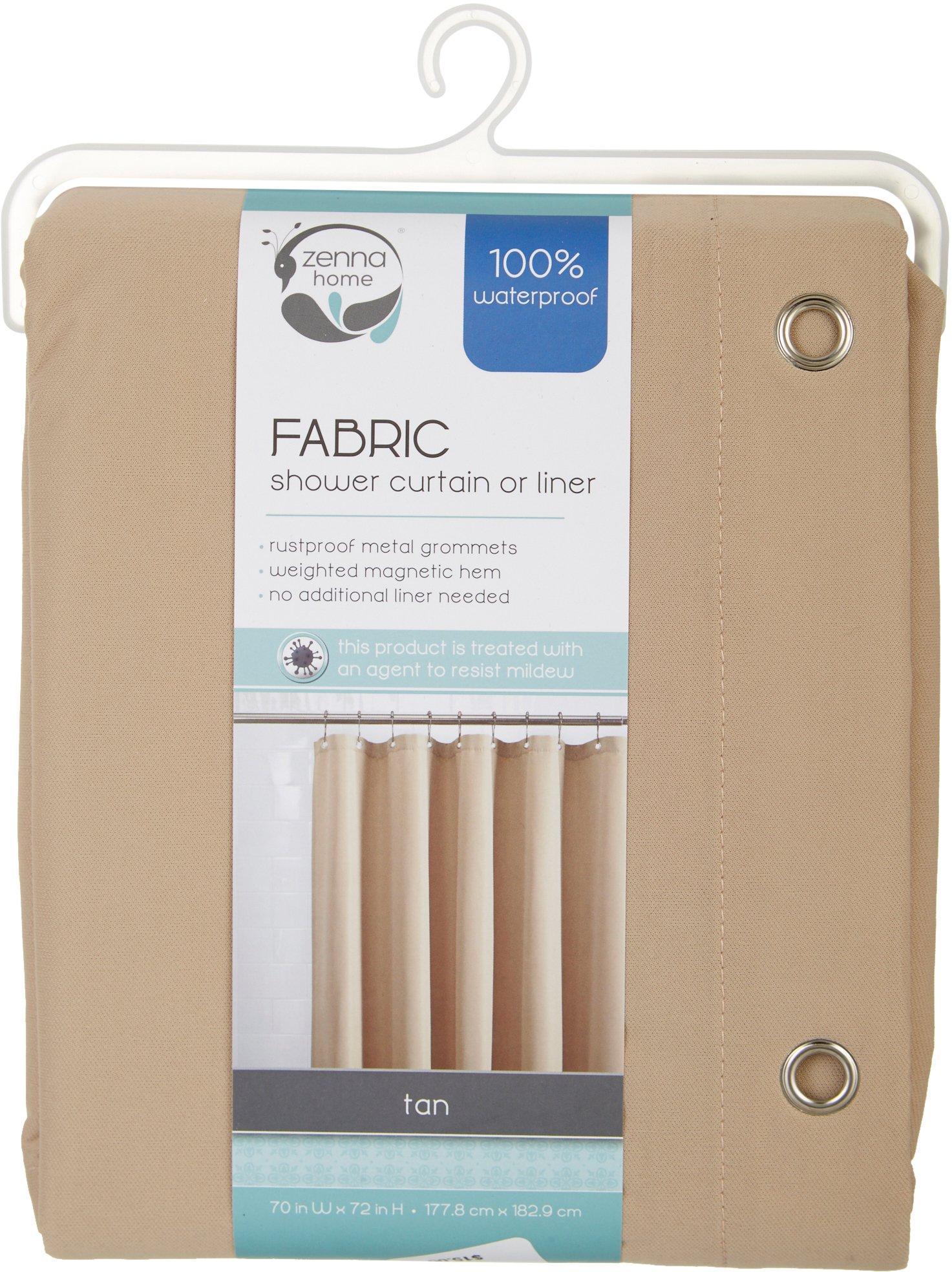 Zenna Home Waterproof Fabric Shower Curtain One Size Tan