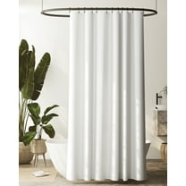 Zenna Home White Recycled Cotton Waterproof Fabric Shower Curtain Liner w/ Anti-Draft Clips, 70"x84"