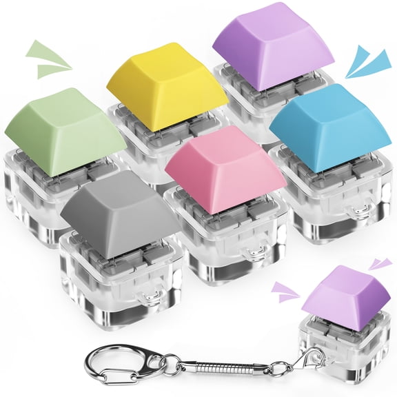 Zeno 6 Pieces Cute And Colorful Keyboard Fidget Keychain Clicker Fun Toy And Fidget Finger Keyboard for Anxiety And Stress Relief for Adult