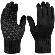 Zeno Winter Gloves Stretchy Warm Knit Gloves for Men or Women, Knit Gloves, Black (Small)