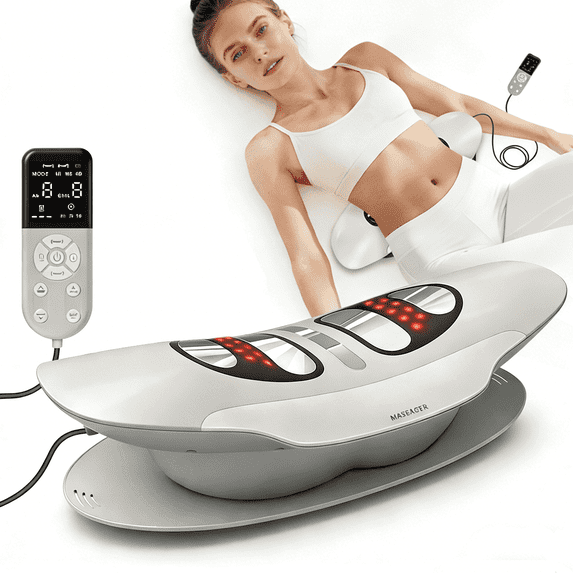 makemate Electric Lumbar Traction Device with Dynamic Traction, Left & Right Swing, Electrotherapy, Vibration Massage, Hot Compress