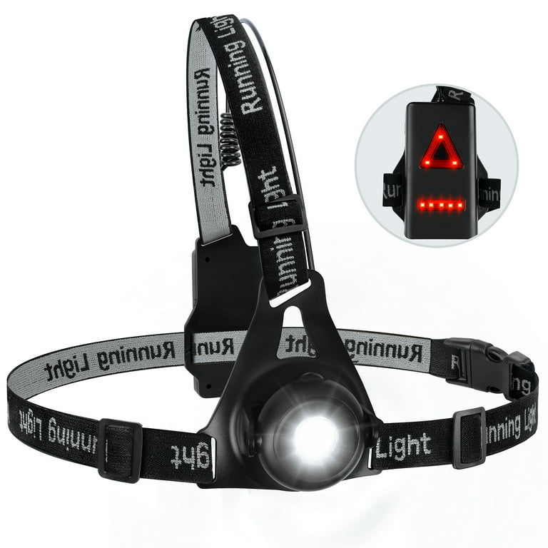 Reflective Night Running Lights, Upgraded LED USB Rechargeable Chest Light  with Adjustable belt, Ultra Bright Safety Back Warning for Camping, Hiking,  Running, Jogging, Outdoor Adventure 