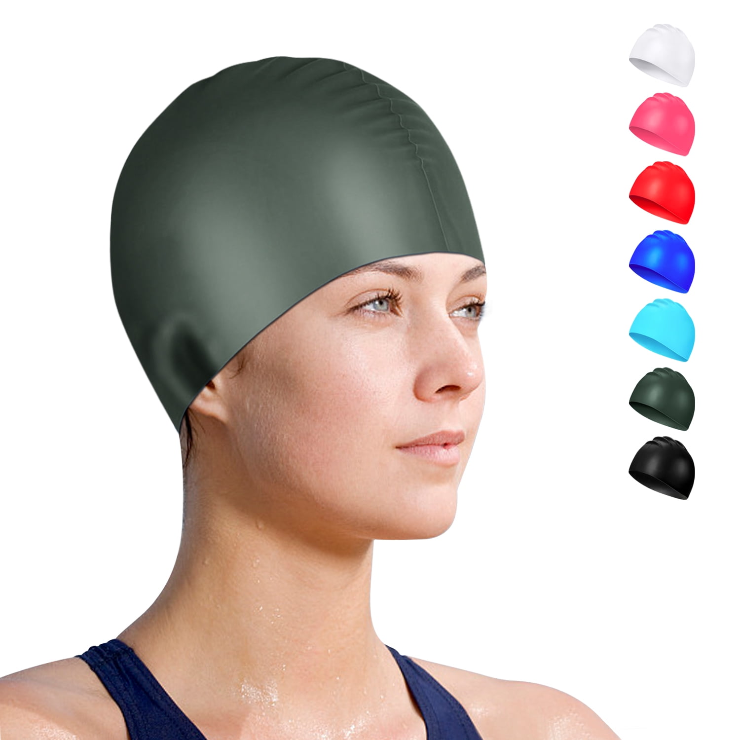 Zenoplige Swim Cap for Adults Durable Silicone Swim Cap for Long