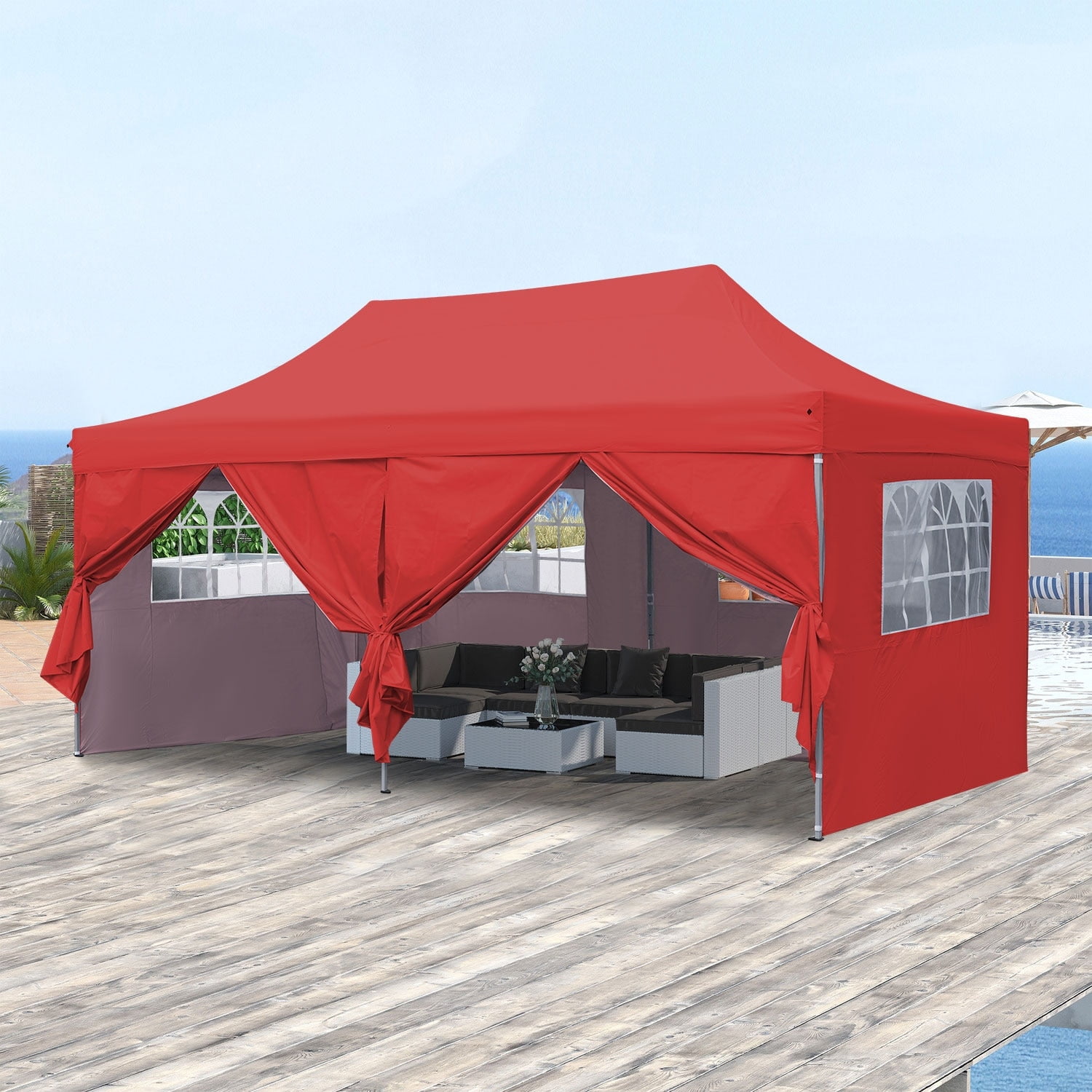 tent  Gymax 14 X 9.2 FT Pop up Canopy Tent w/ 2 Convertible