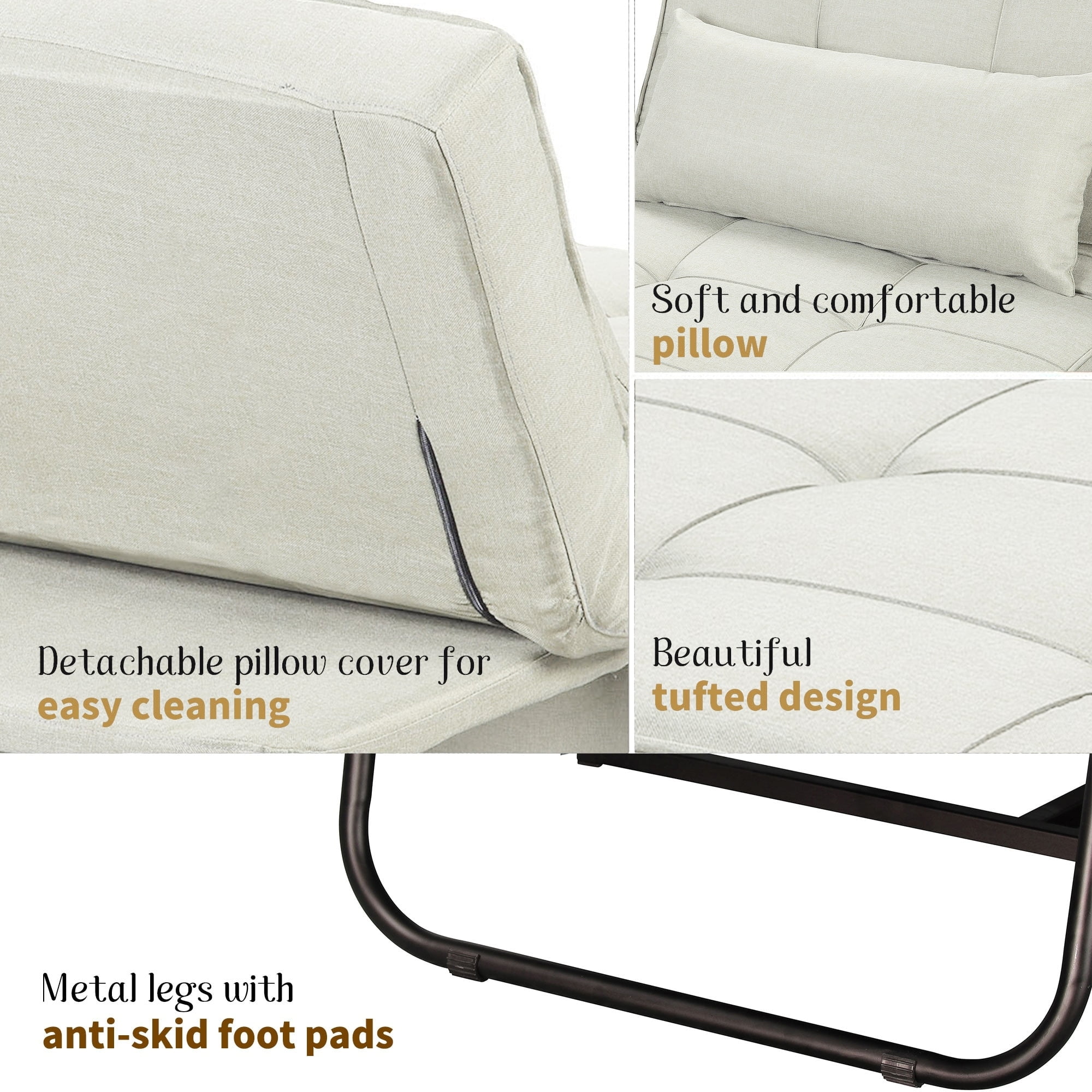 Zenova 41 Adjustable Sofa Bed Folding Convertible Chair Sofa Sleeper