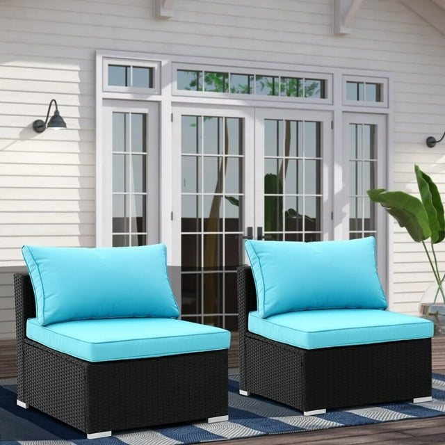 Zenova Rattan 2 or 12piece Outdoor Patio Sofa Sectional Set 2pieceblue 2