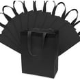 thumbnail image 1 of Zenpac Fabric Gift Bags, Medium Black Shopping Bags, Reusable Tote Bags with Handles 10x5x13 12 Pack, 1 of 9