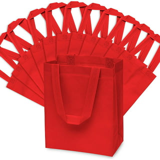 25-Pack Red Gift Bags with Handles - Small Paper Treat Bags for Birthday,  Wedding, Retail (5.3x3.2x9 In)