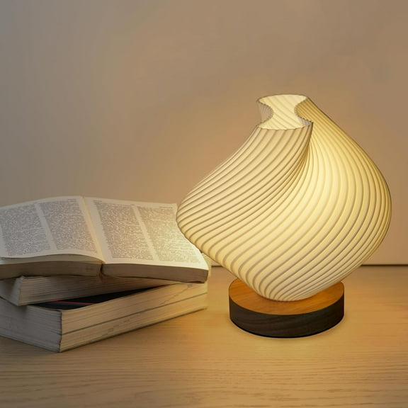 Zenply Novelty Small Table Lamp for Bedroom,Vintage Style Striped Small Night Light Lamp, Mini Bedside Lamp for Living Room Nightstand Small Space Kids Room Living Room Office Dorm (Stripe)