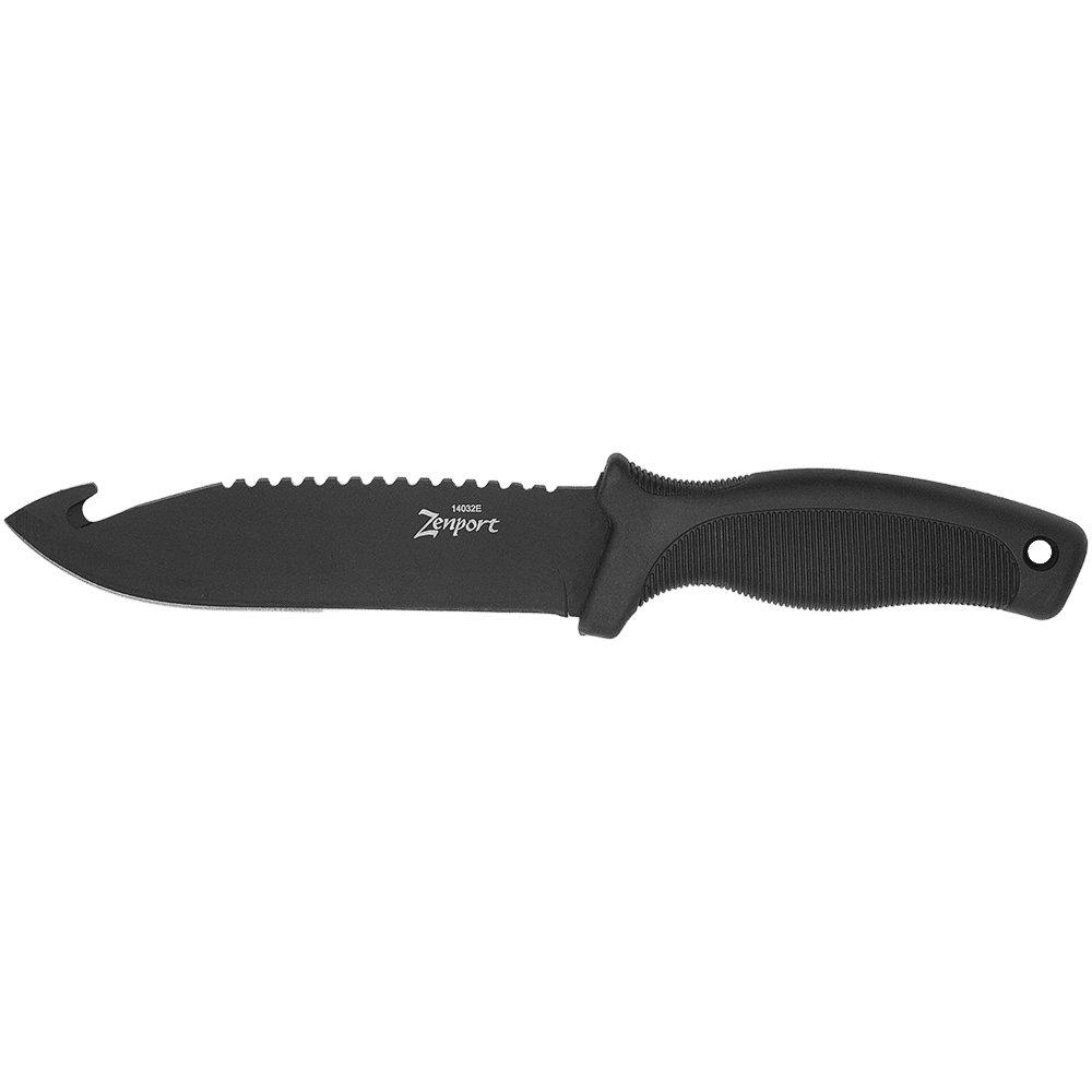 Zenport 14032E Hunting Knife with Sheath, 10.6-Inch, 5.9 Inch Stainless Steel Blade, Black - 12 Pack