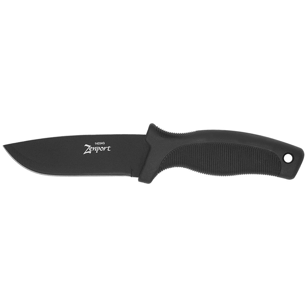 Zenport 14034G Hunting Knife, 9-Inch, 4.2 Inch Stainless Steel Blade, Black - 12 Pack