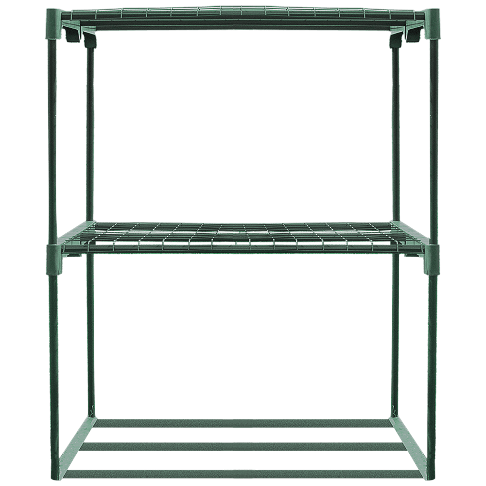 Compact Green Polyresin 3-Tier Mini Greenhouse with Removable Shelves