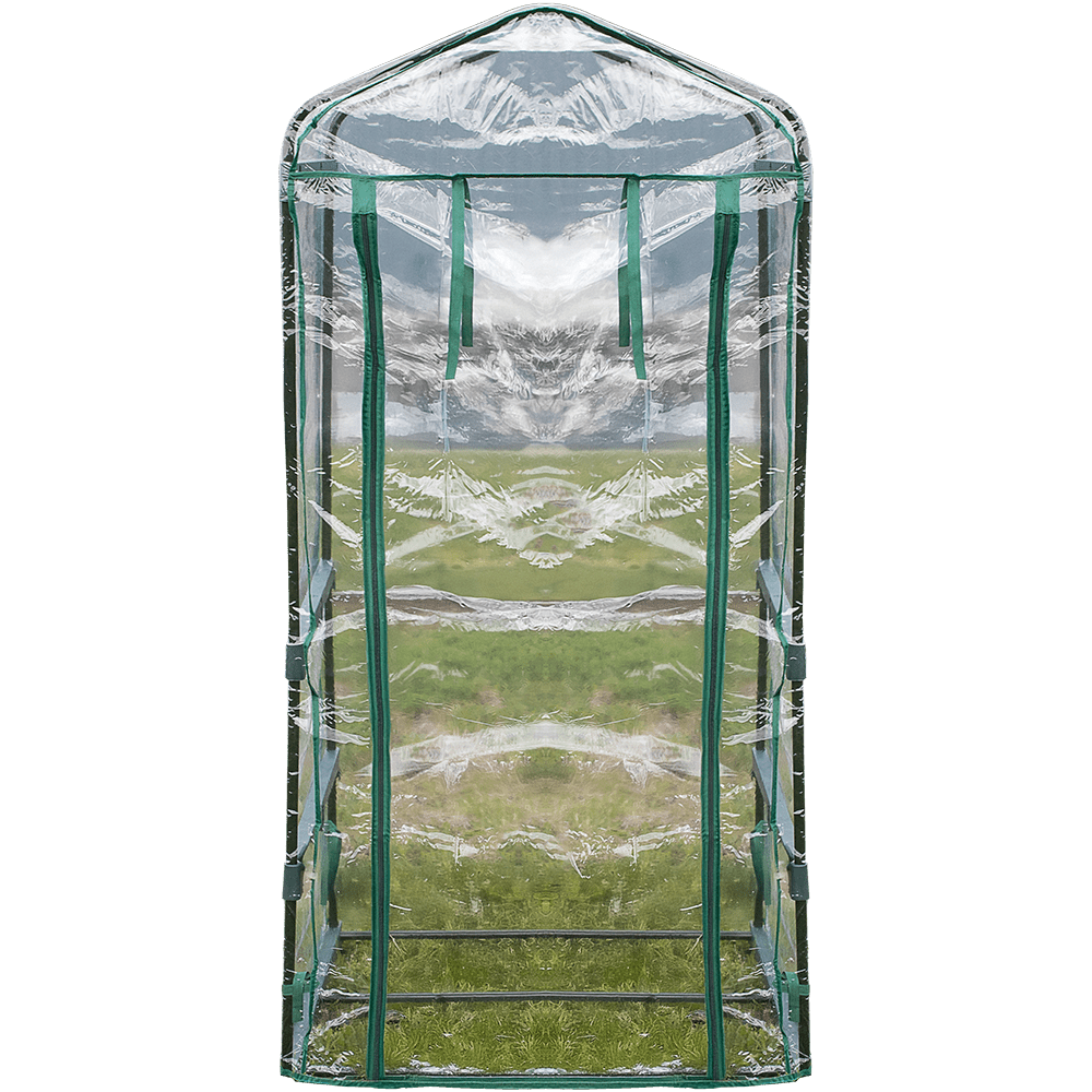 Zenport 2.5 Ft. Green Steel Four-Tier Mini Greenhouse